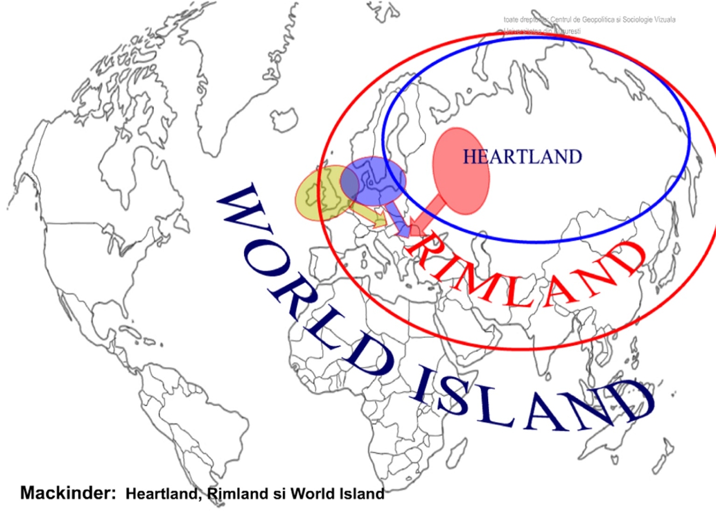 Географическая ось. Маккиндер Хартленд. World Island Маккиндер. Хартленд геополитика. Римленд это геополитика.